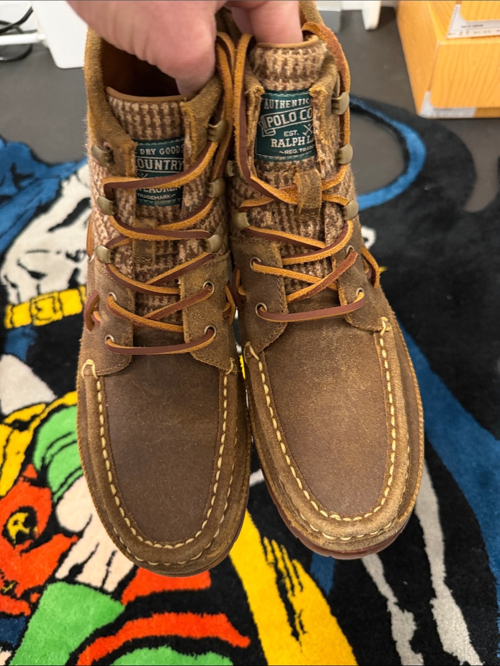 Polo by Ralph Lauren Brown Suede Tweed Boots